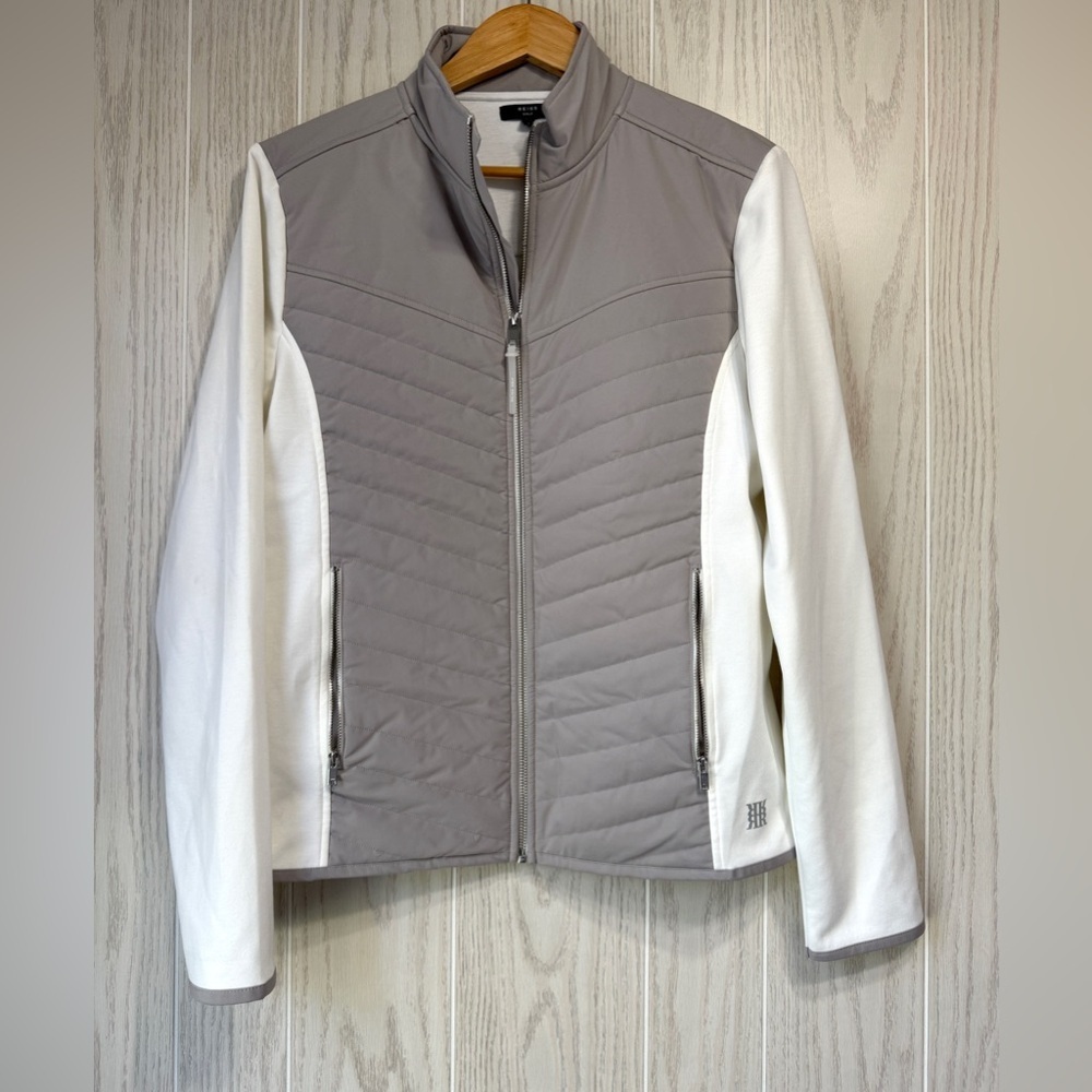 REISS Golf Formby Hybrid Performance Jacket Ecru Grey Size M - Picture 7 of 10